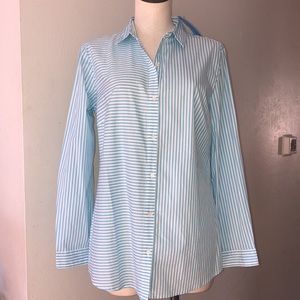 J.McLaughlin Aqua Striped Button Down Shirt L NWT